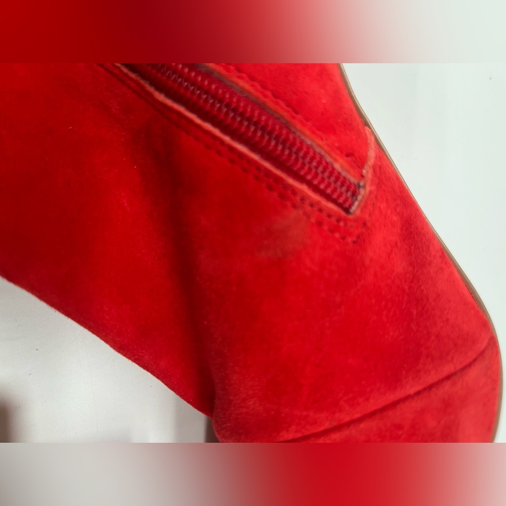Steve Madden Red Suede Heeled Boots Size 10 M Women Ankle Booties Pointed Toe - Picture 12 of 16